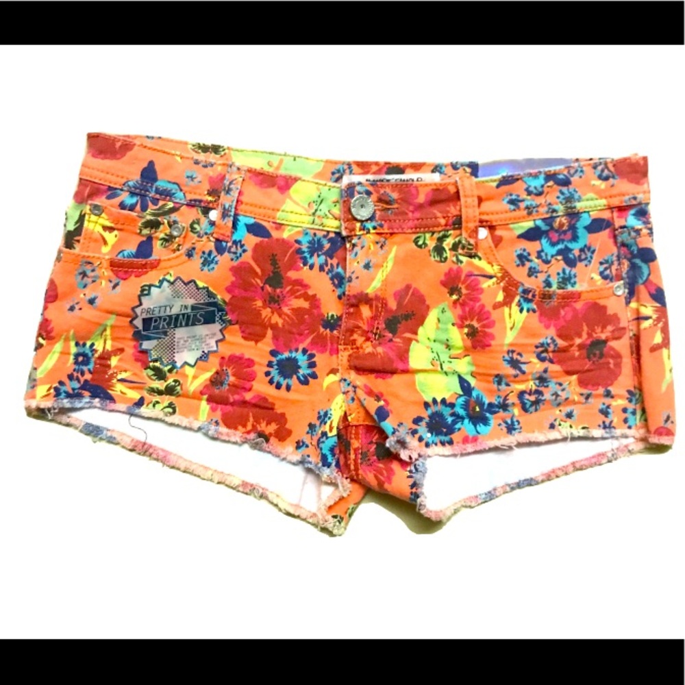Almost Famous Always Fabulous Floral Print Shortie Shorts Youth Girls Size 11